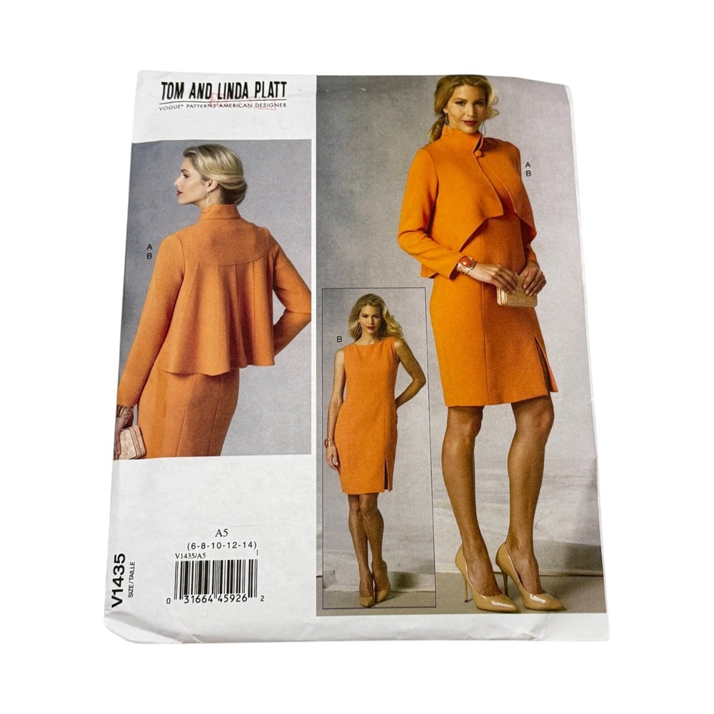 Vogue V1435 Sewing Pattern Tom and Linda Platt Jacket Dress Size 6-14 Uncut